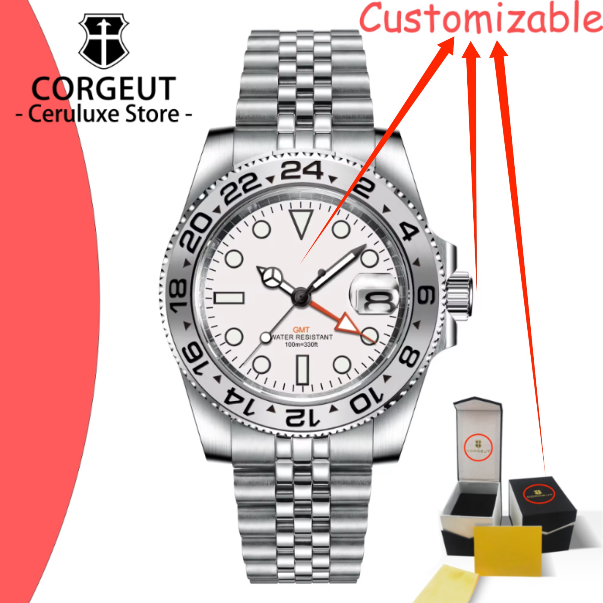 Luxury Watch Brands Logo - CUSTOM Logo 40mm 515 GMT Quartz