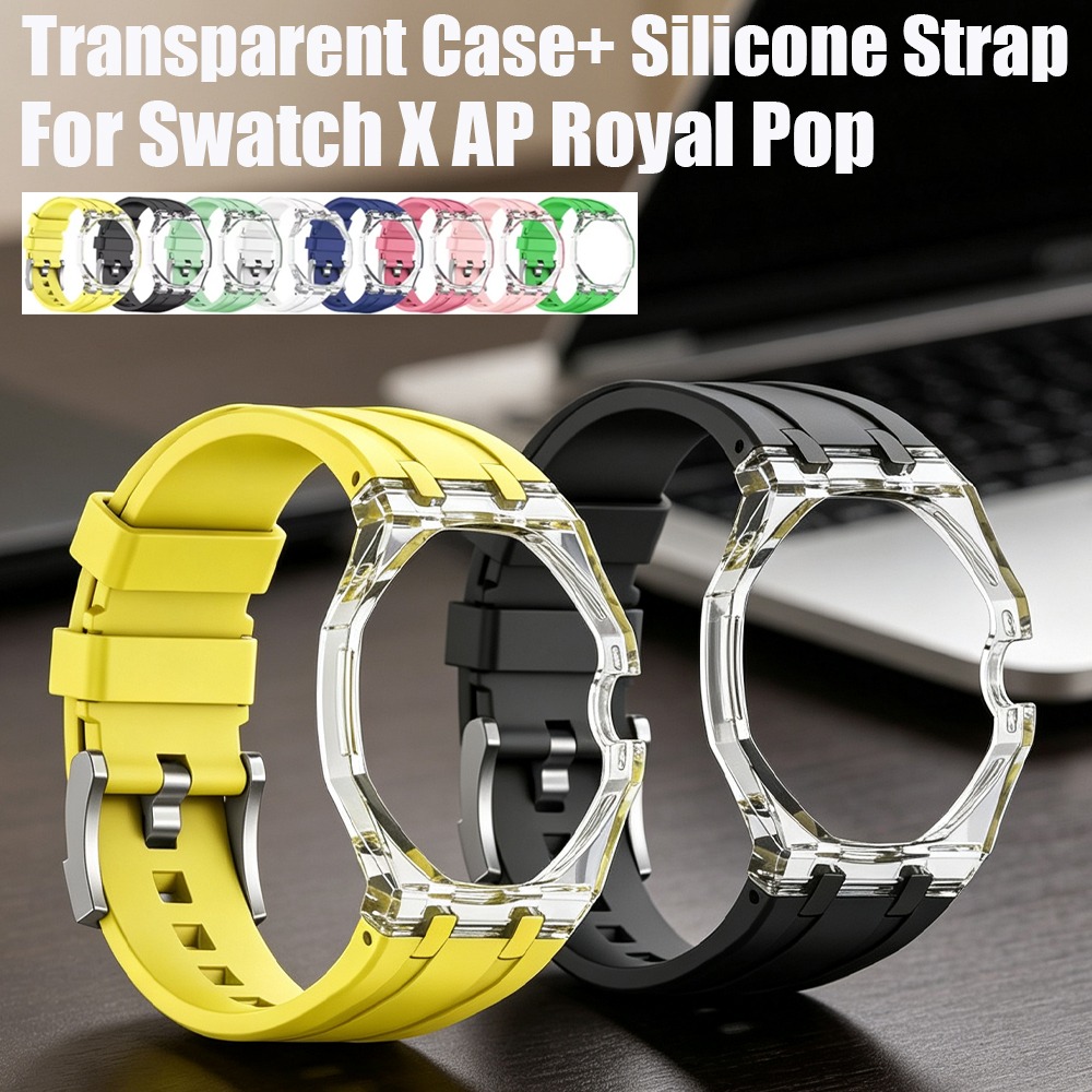 Luxury Watch Ap - Transparent Case+Liquid Silicone Strap for Swatch