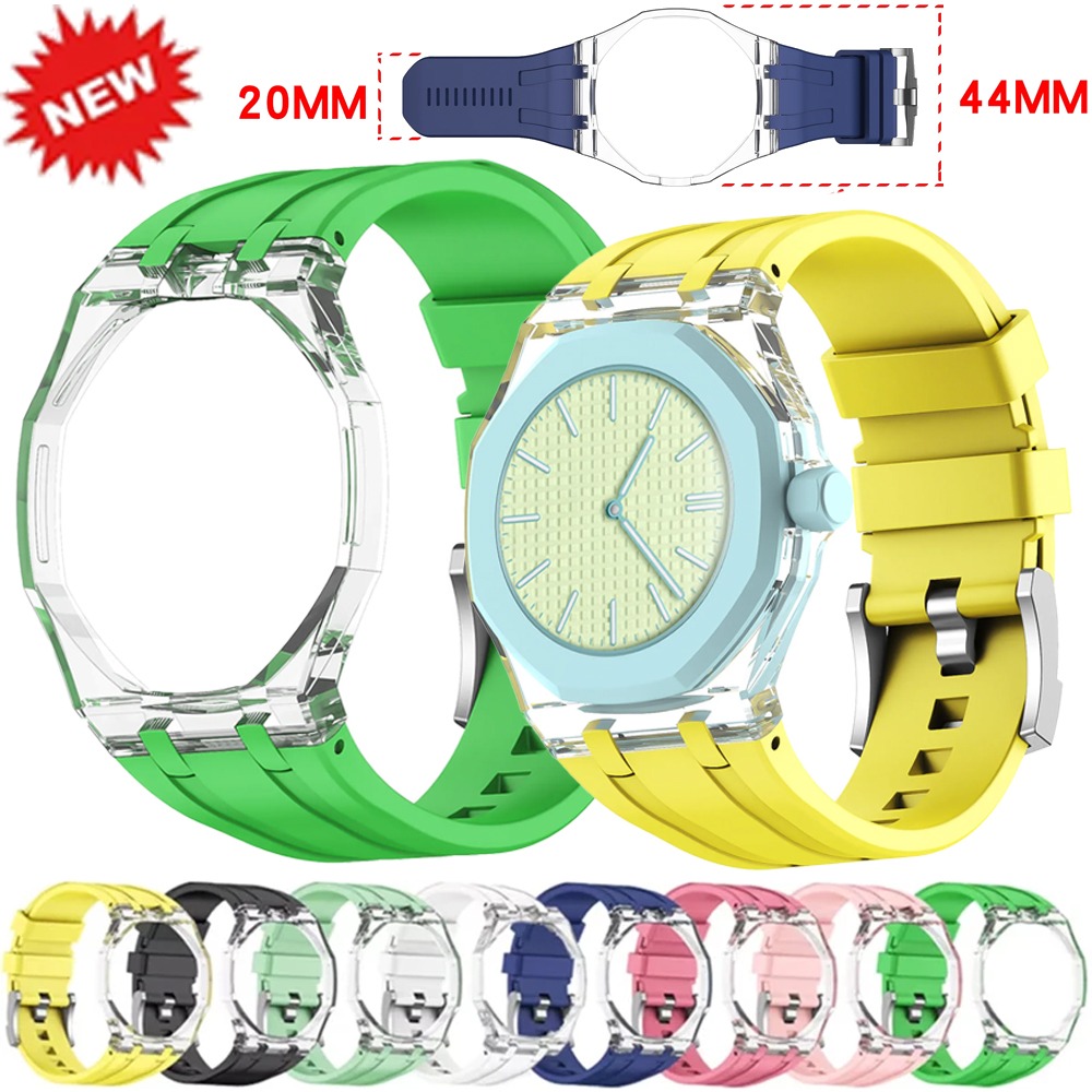 Luxury Watch Ap - Transparent Case+Liquid Silicone Strap for Swatch