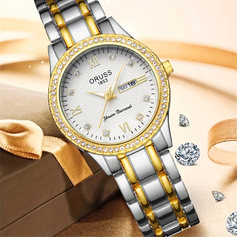 Luxury Watch White - Women's watch room Gold with white