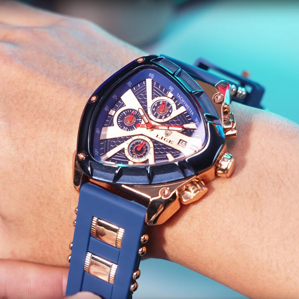 LIGE Fashion Men Watch Triangl - đánh giá và giá Watch Triangle Luxury