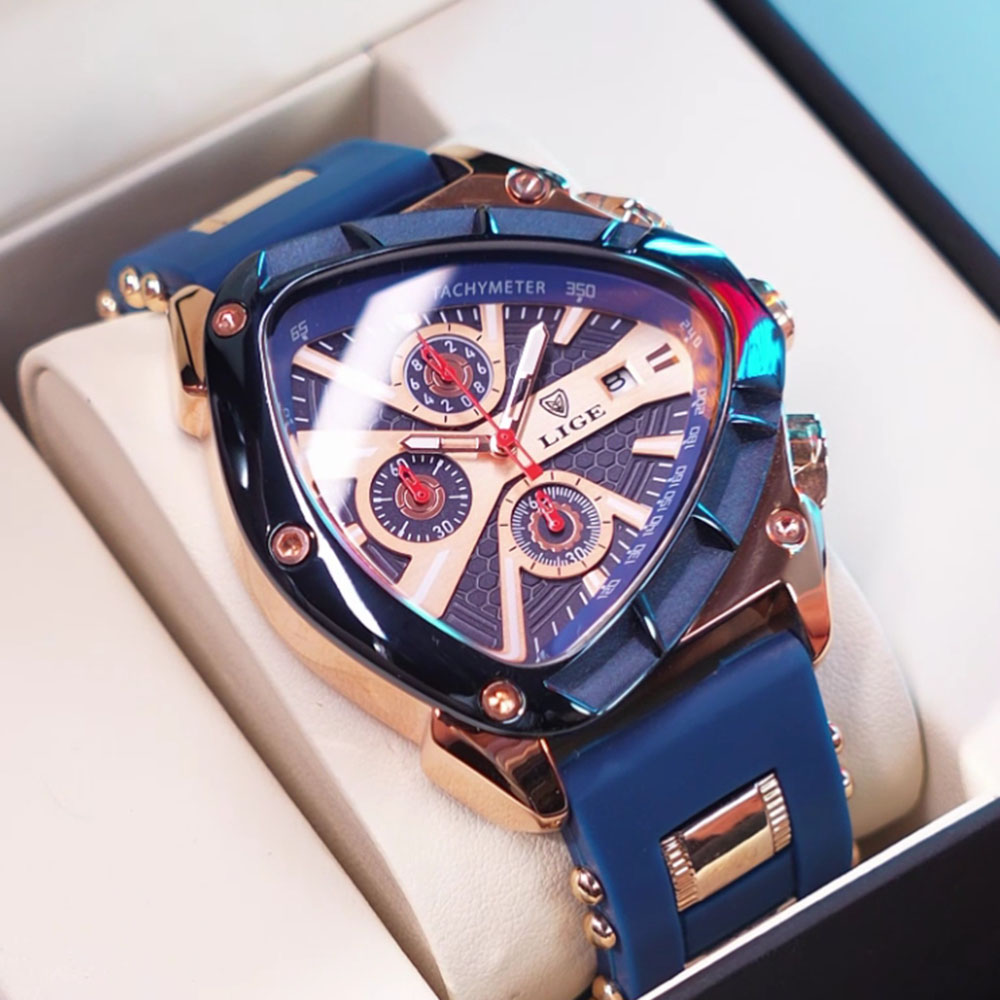 LIGE Fashion Men Watch Triangl - đánh giá và giá Watch Triangle Luxury