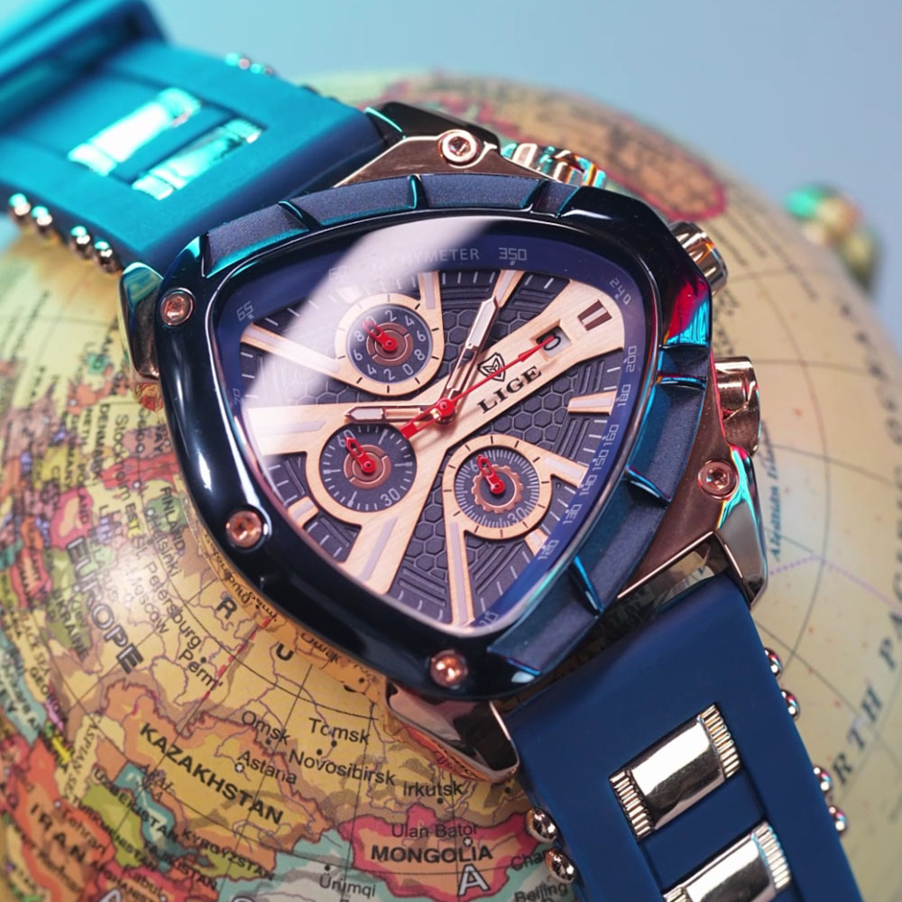 LIGE Fashion Men Watch Triangl - đánh giá và giá Watch Triangle Luxury