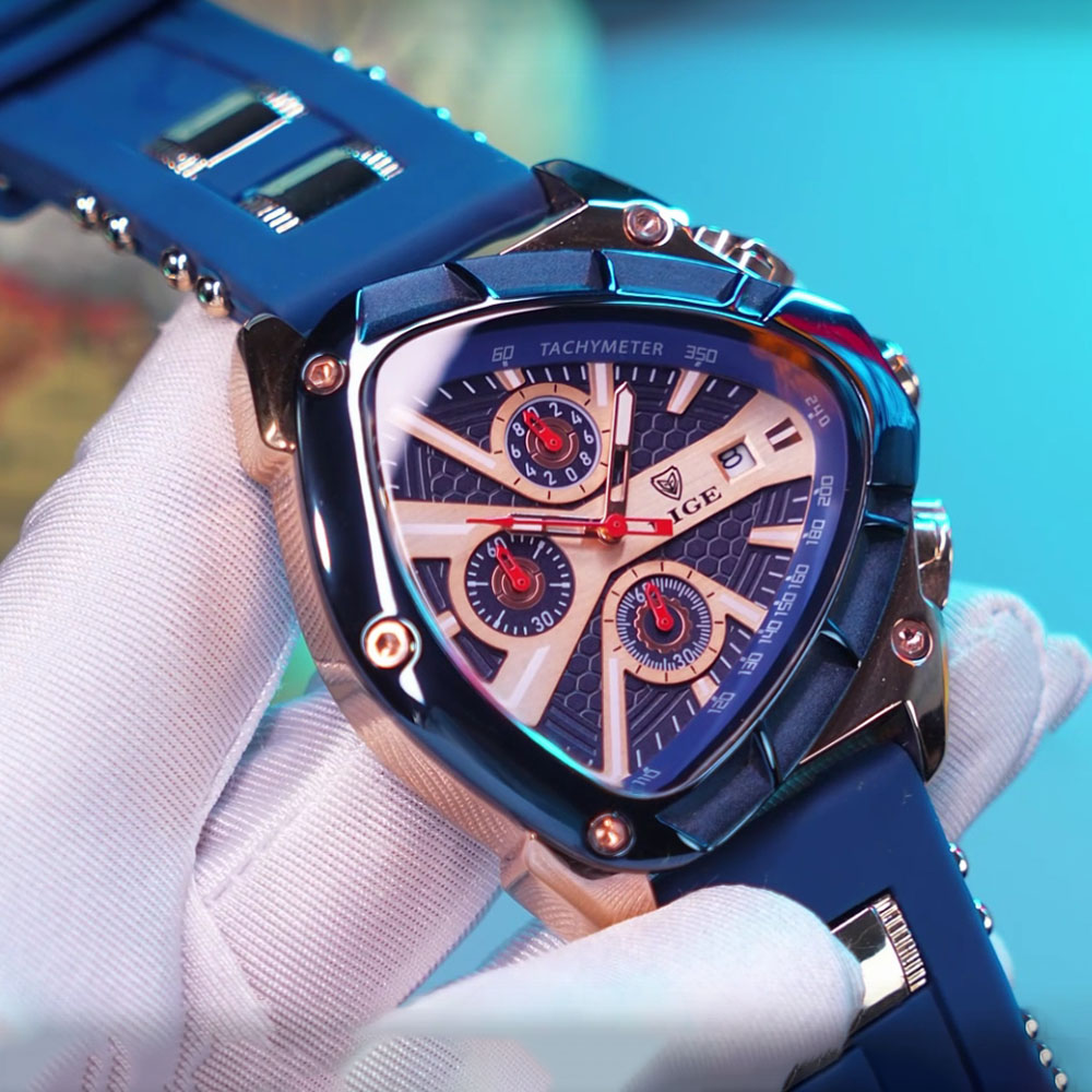 LIGE Fashion Men Watch Triangl - đánh giá và giá Watch Triangle Luxury