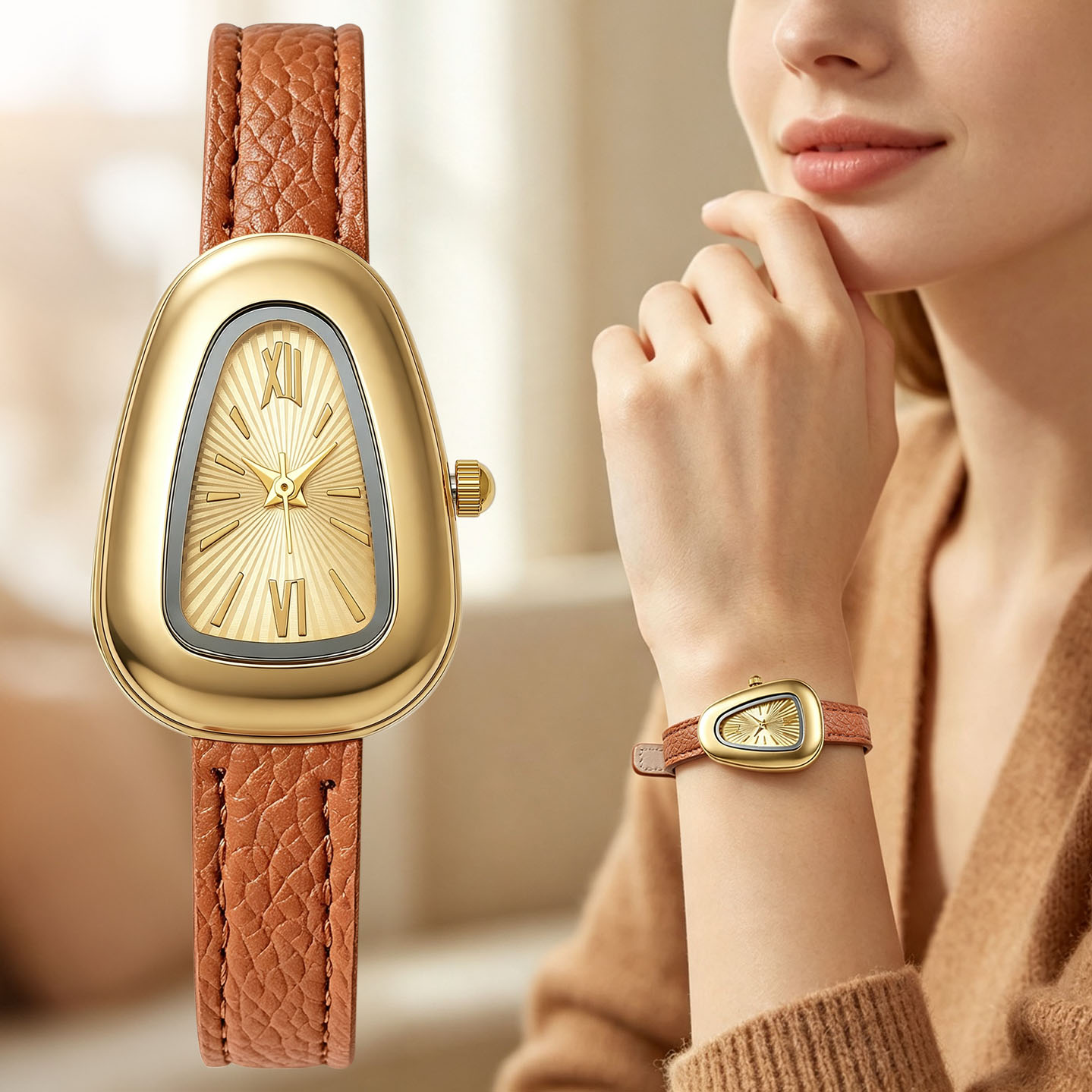 Irregular Oval Quartz Watches  - đánh giá và giá Watch Triangle Luxury