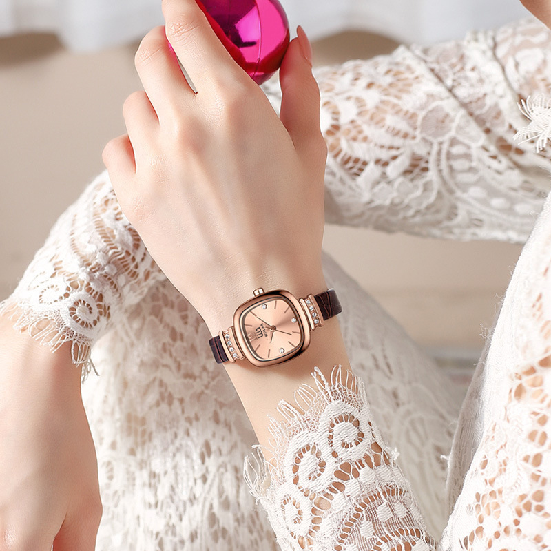 Women's Rose Gold Square Watch - đánh giá và giá Luxury Watch With Leather Strap