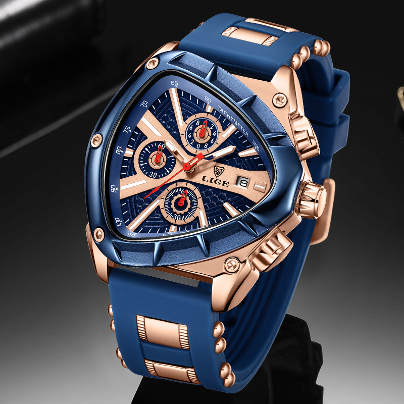 LIGE Fashion Men Watch Triangl - đánh giá và giá Watch Triangle Luxury