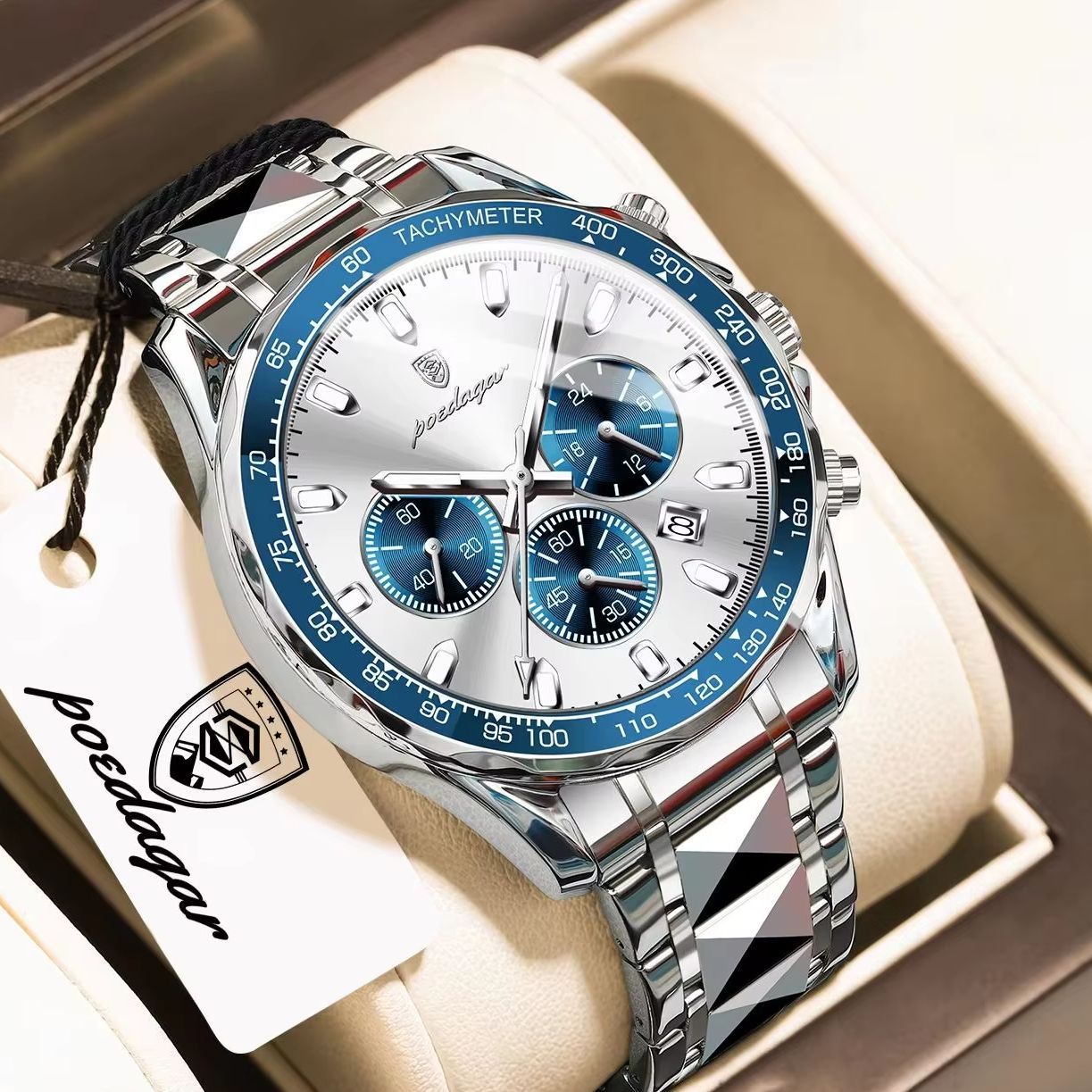 POEDAGAR Top Business Men Watc - đánh giá và giá Luxury Watch White