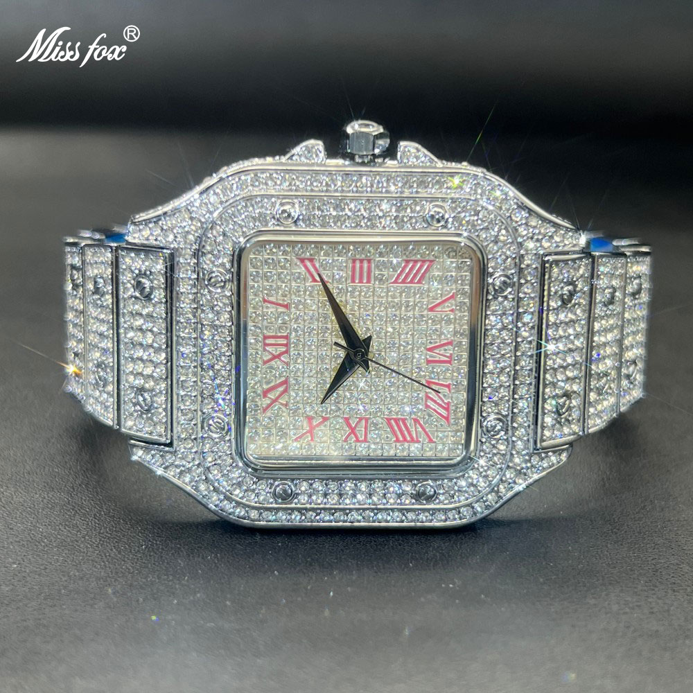 MISSFOX Iced Out Men Watch Squ - đánh giá và giá Luxury Watch Sale