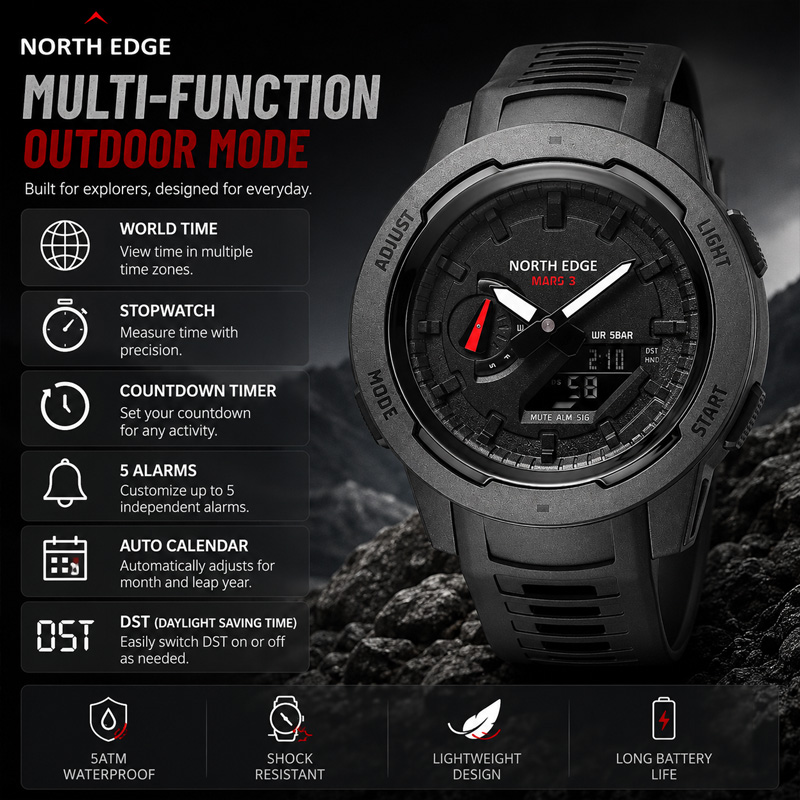 2026 NORTH EDGE Mars 3 Men Dig - đánh giá và giá Luxury Watch In The World