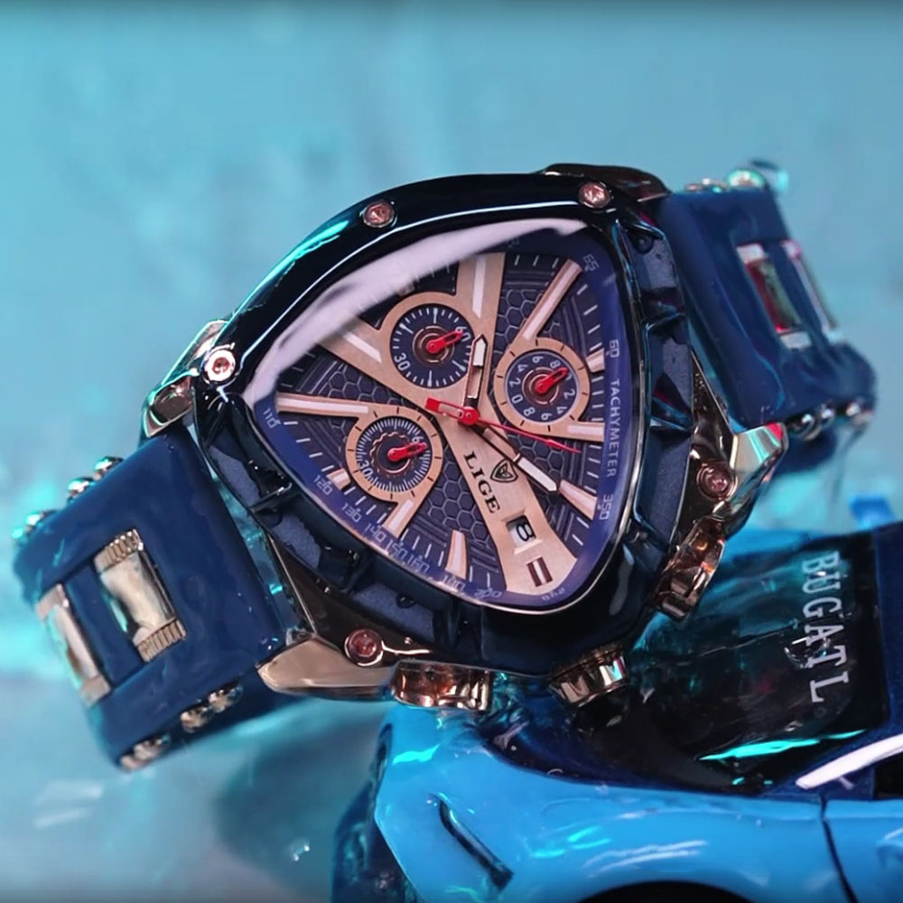 LIGE Fashion Men Watch Triangl - đánh giá và giá Watch Triangle Luxury