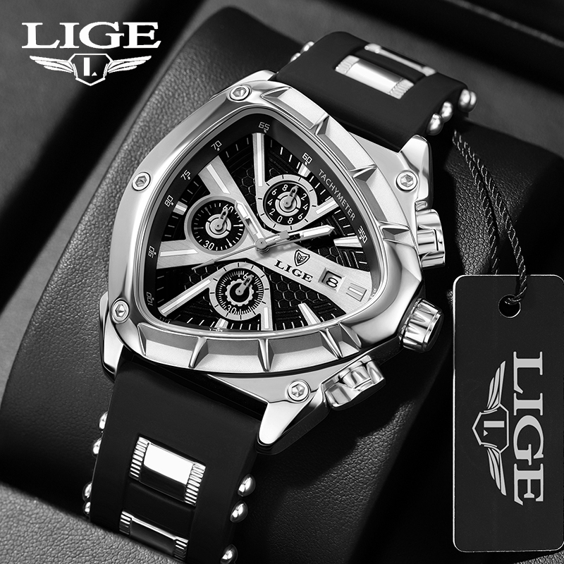 LIGE Fashion Men's Watch Luxur - đánh giá và giá Watch Triangle Luxury