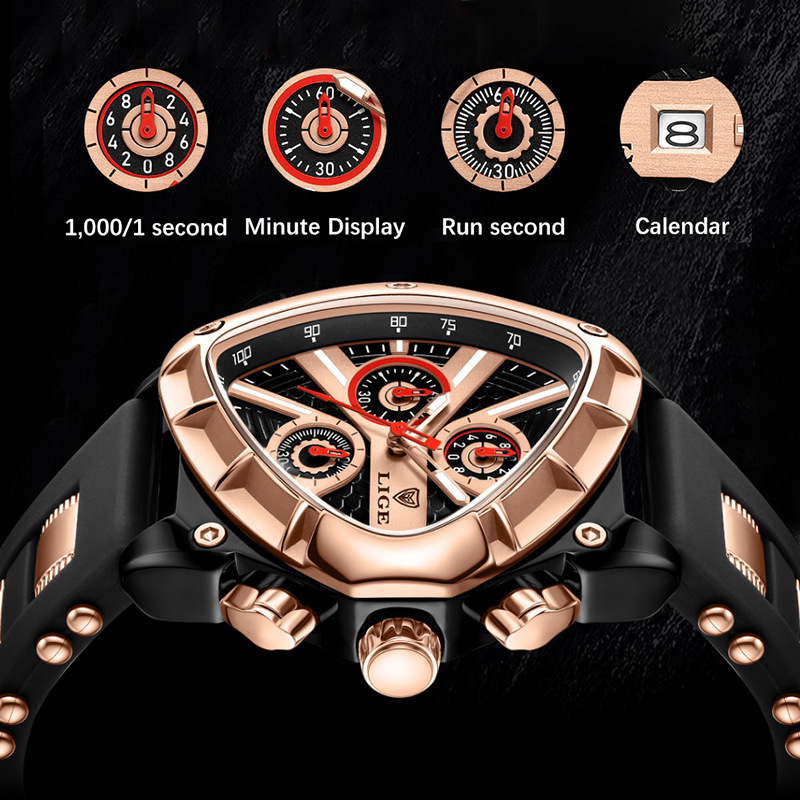 LIGE Fashion Men Watch Triangl - đánh giá và giá Watch Triangle Luxury