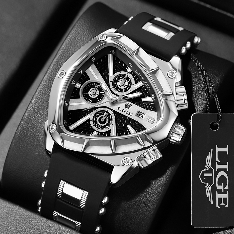 LIGE Fashion Men Watch Triangl - đánh giá và giá Watch Triangle Luxury